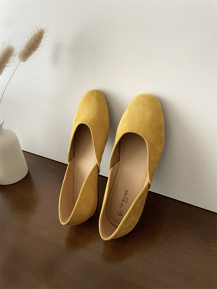 Soft Round Toe Shallow Mouth Suede Grandma Shoes Women Flat Low Heel Evening Breeze Slip-on Mary Jane Shoes - Image 3