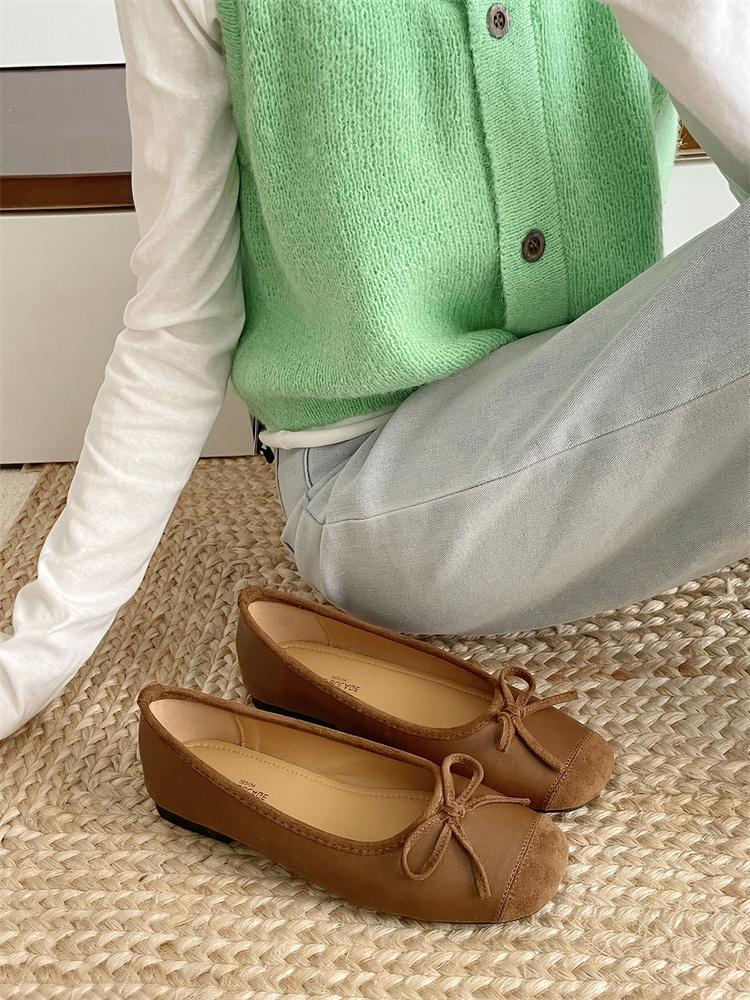 New French Style Soft Ballet Flats for Women Bow Square Toe Low Heel 2025 Spring - Image 2