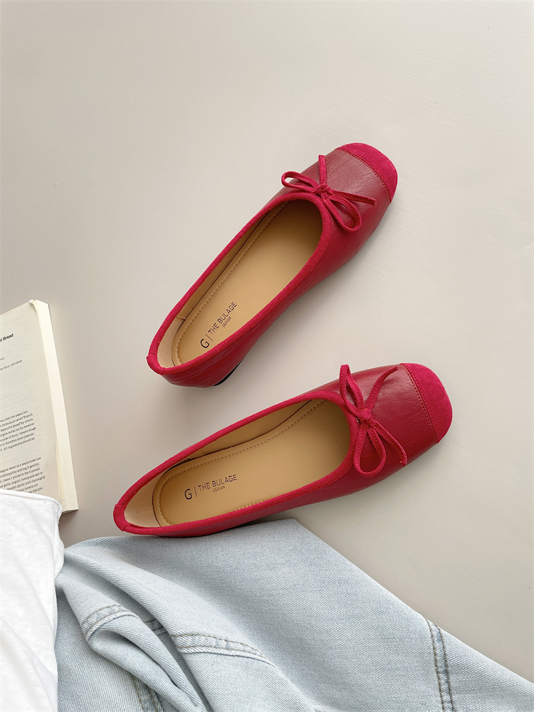 New French Style Soft Ballet Flats for Women Bow Square Toe Low Heel 2025 Spring - Image 3