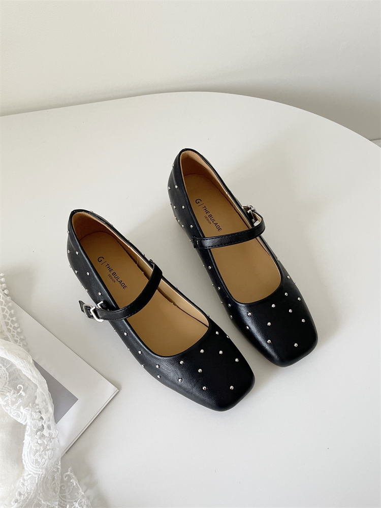 2025 Spring French Style Rivet Mary Jane Shoes Low Heel Comfortable Women's Flats - Image 2