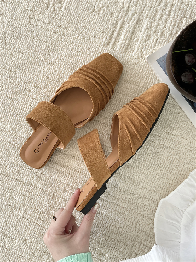 Korean French Style 2025 New Designer Fashion Evening Wind Pleated Lazy Slip-On Flat Shoes - Image 4