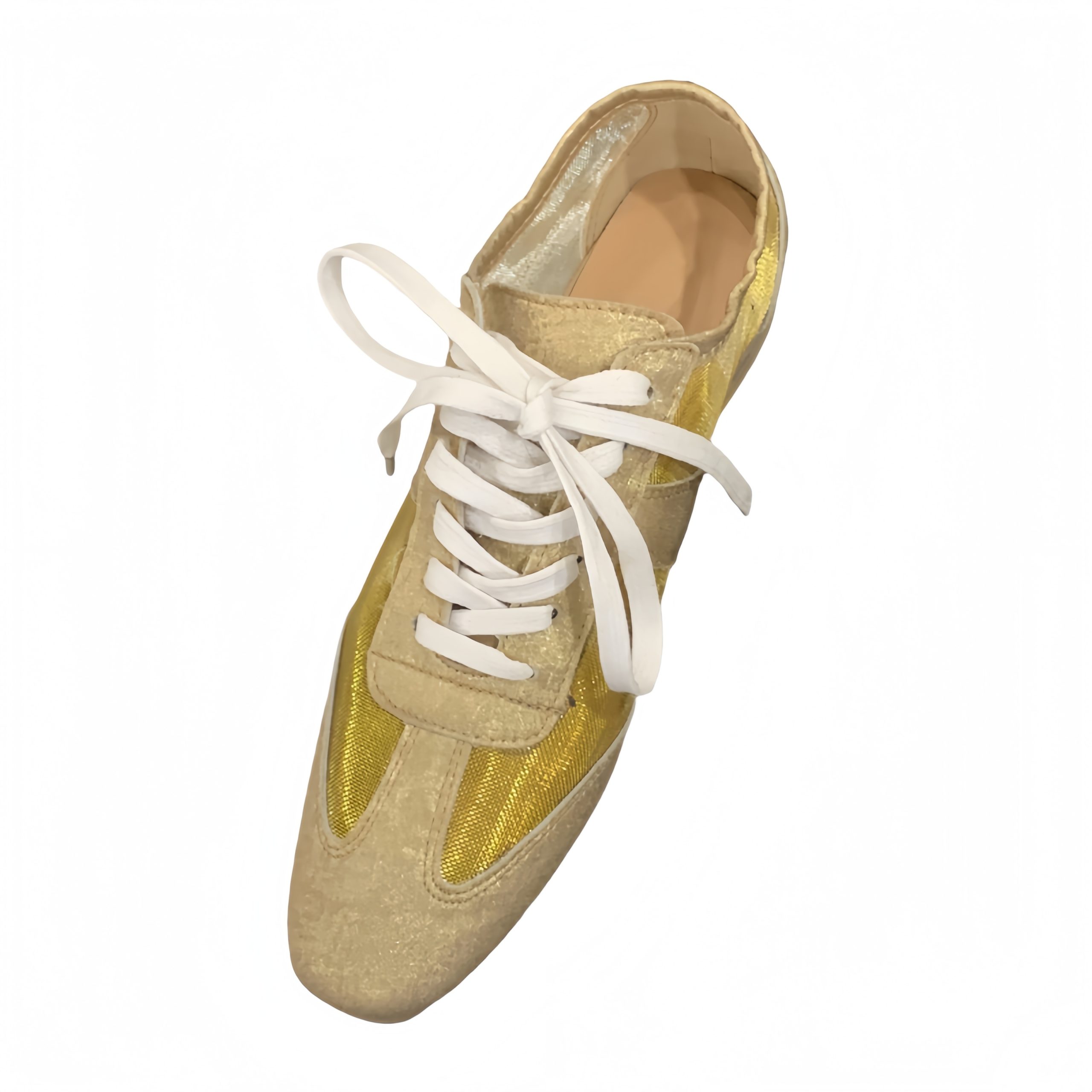 DIAIRIZ Women's Retro Square Toe Lace-up Deerskin Shoes Breathable Mesh Flat Casual Shoes Summer 2025 - Image 5