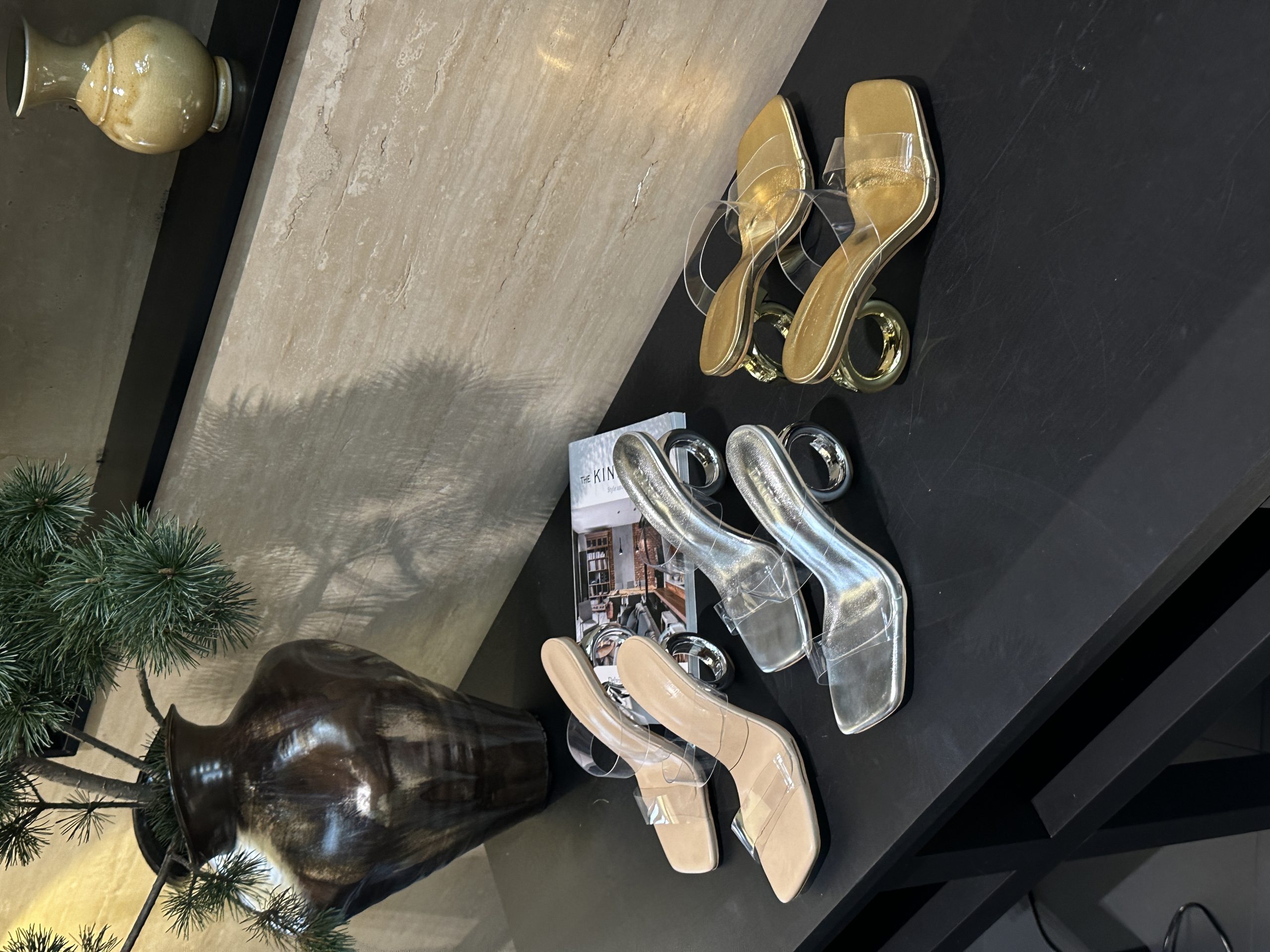 2025 Summer European American Runway Irregular Heel Transparent Crystal One-Band Slippers High Heels Unique Small Women Shoes - Image 4
