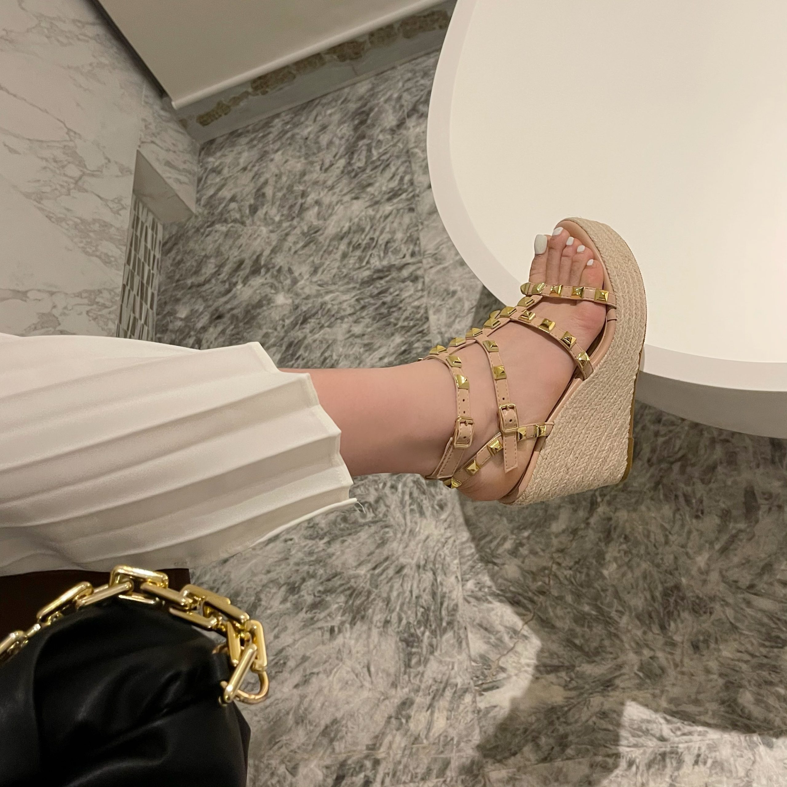 Women's 10cm Rivet Woven Wedge Sandals Summer 2026 New Thick Sole Platform High Heel Roman Shoes - Image 4