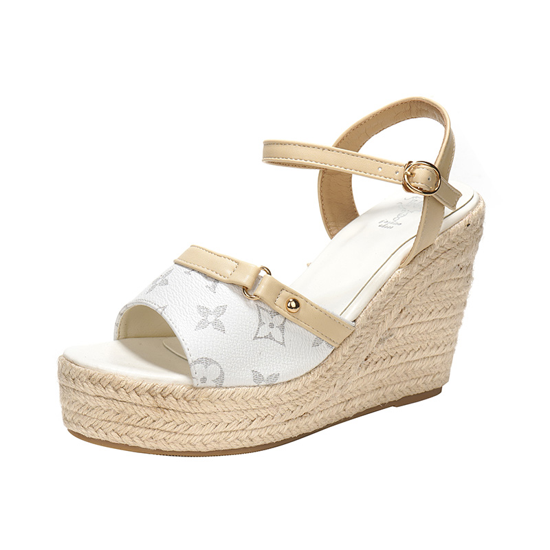 2026 Summer New Wedge Sandals for Women Petite Fashion Thick Sole Woven One-Strap High Heel Shoes - Image 5