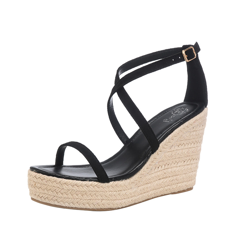 2026 Summer New Wedge Sandals for Women Platform Thick Sole Woven Strappy High Heel Shoes - Image 5