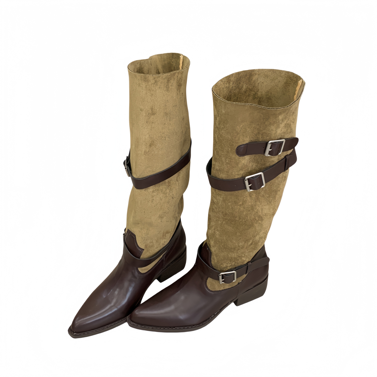 Wide Calf Boots for Women 2026 Spring Summer Suede Hot Girl Over Knee Boots Pointed Toe Chunky Heel Slim Stacked Boots - Image 5