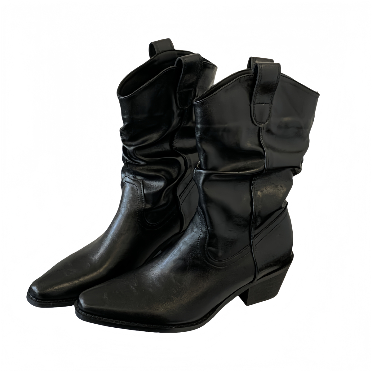 Women's Chunky Heel Buckle Mid-Calf Western Cowboy Boots 2026 Autumn Winter Stacked Boots - Image 5