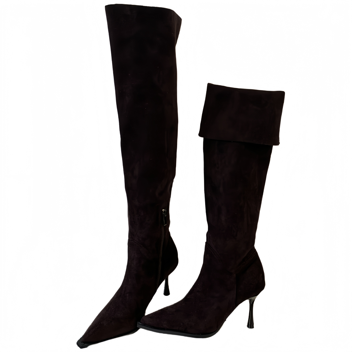 Pointed Toe Vintage Korean Velvet Slim Heel Stacked Boots Autumn Winter New Style Western Boots Women Over Knee High Boots - Image 5