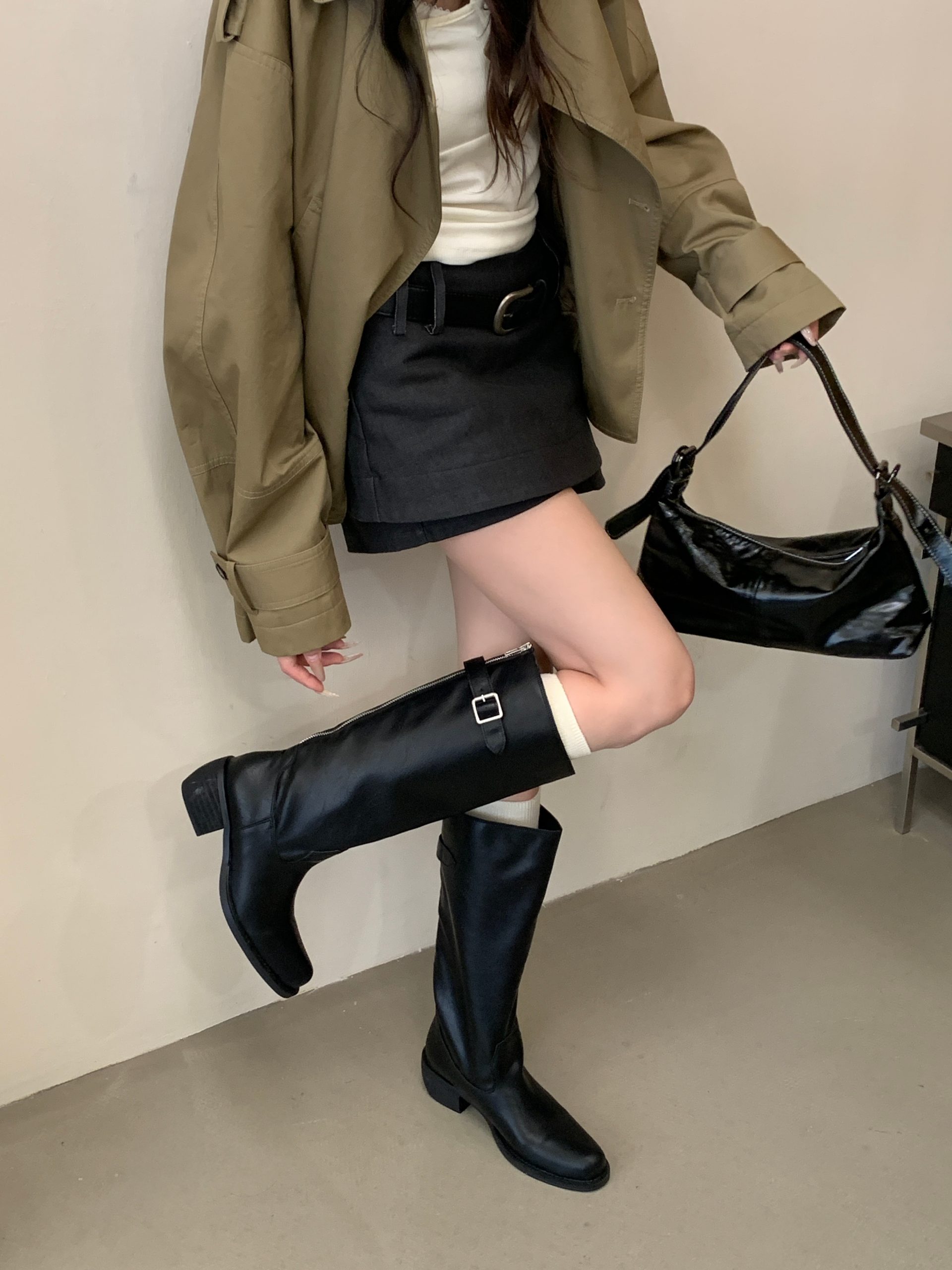 Maillard Brown Long Boots Women 2026 Autumn Winter New Back Zipper High Top Boots Chunky Heel Western Tall Boots - Image 4