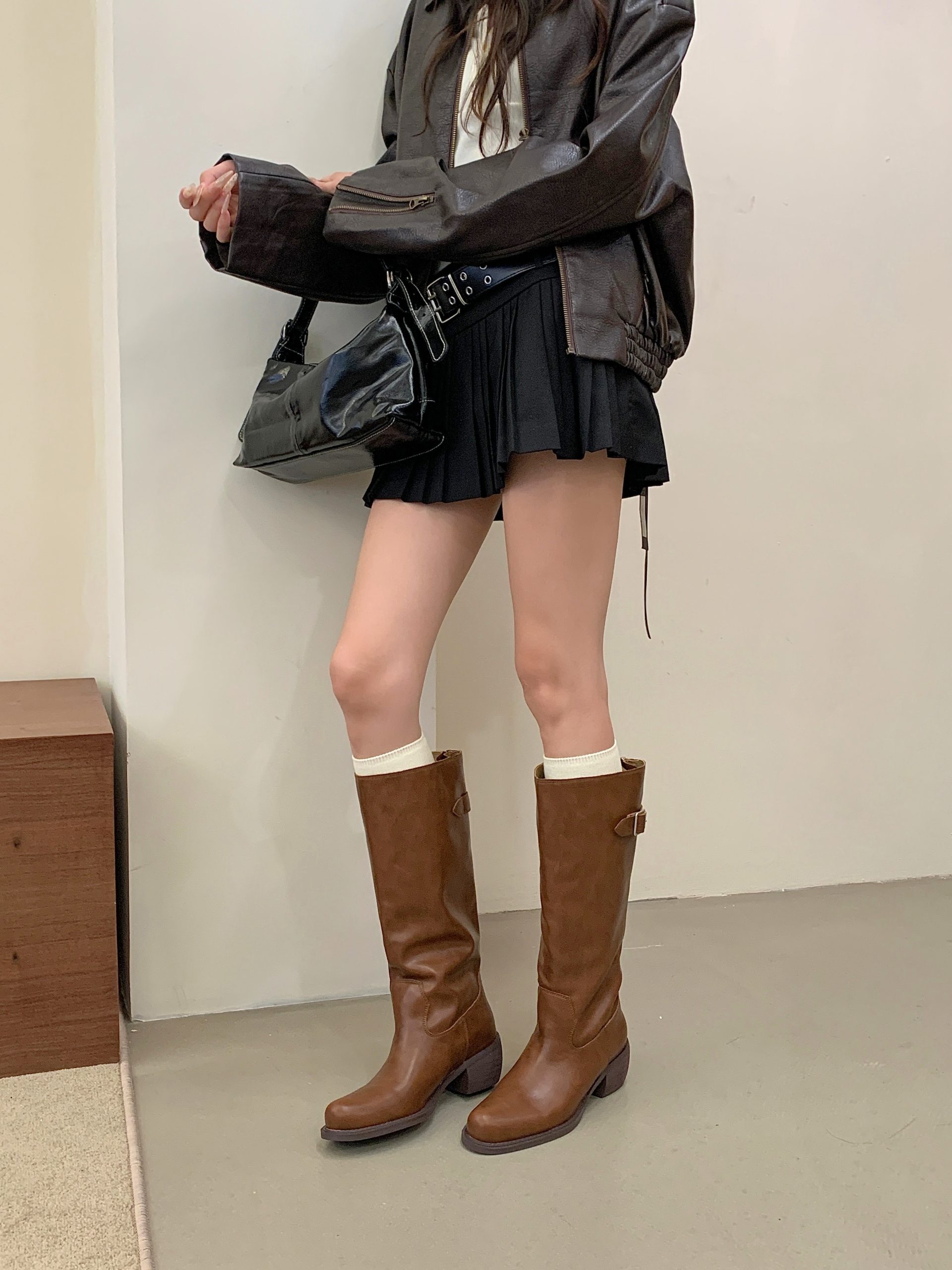 Maillard Brown Long Boots Women 2026 Autumn Winter New Back Zipper High Top Boots Chunky Heel Western Tall Boots - Image 3