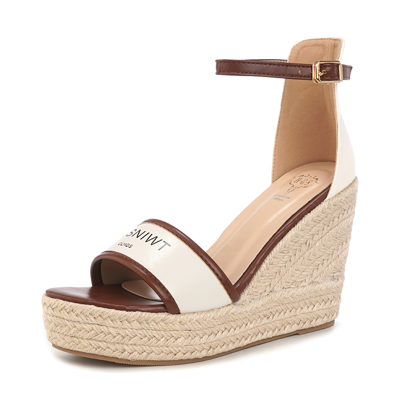 2026 Summer New Fashion Rope Wedge Sandals for Women Thick Sole Letter Embroidery One-Strap Waterproof Platform Sandals - Image 5