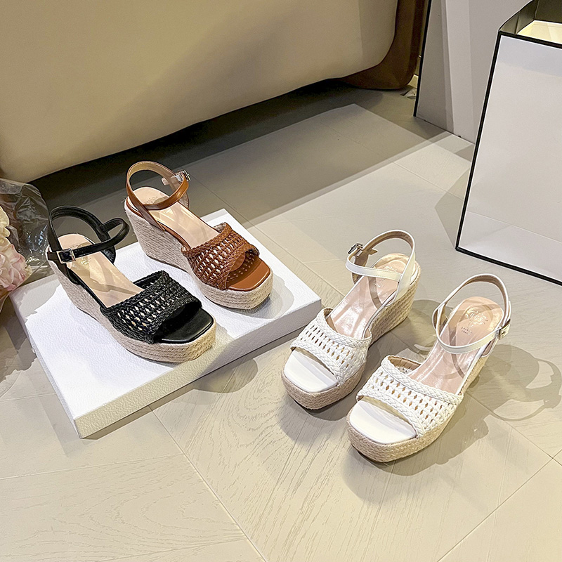 Open Toe Thick Sole Wedge Sandals Women One Strap Roman Shoes 2026 Summer New Style Small Height High Heels - Image 3
