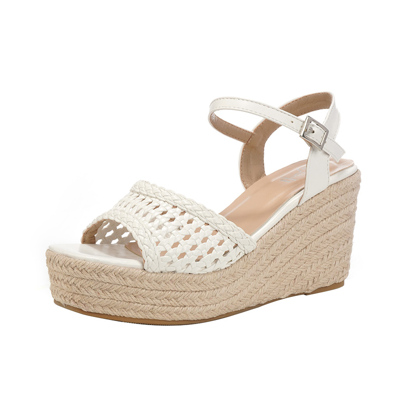 Open Toe Thick Sole Wedge Sandals Women One Strap Roman Shoes 2026 Summer New Style Small Height High Heels - Image 5