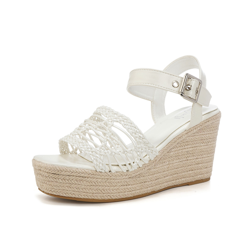 Women's Bohemian Woven Peep Toe Wedge Sandals Summer Roman Shoes - Image 5